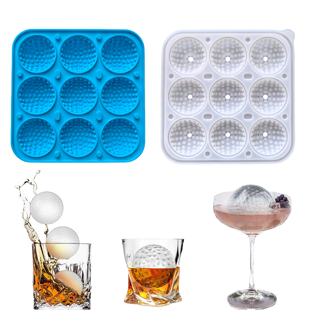 Ice Mold Sphere - ลูกกอล์ฟ 9 ช่องพร้อมฝาปิด แม่พิมพ์ซิลิโคนฮ็อกกี้น้ําแข็ง ก้อนน้ําแข็งทรงกลม 3
